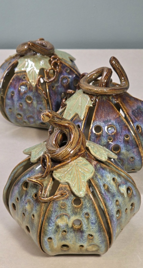 Ceramiczna dynia lampion, dekoracja jesienna