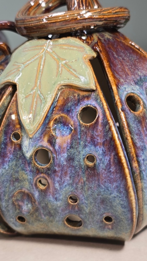 Ceramiczna dynia lampion, dekoracja jesienna