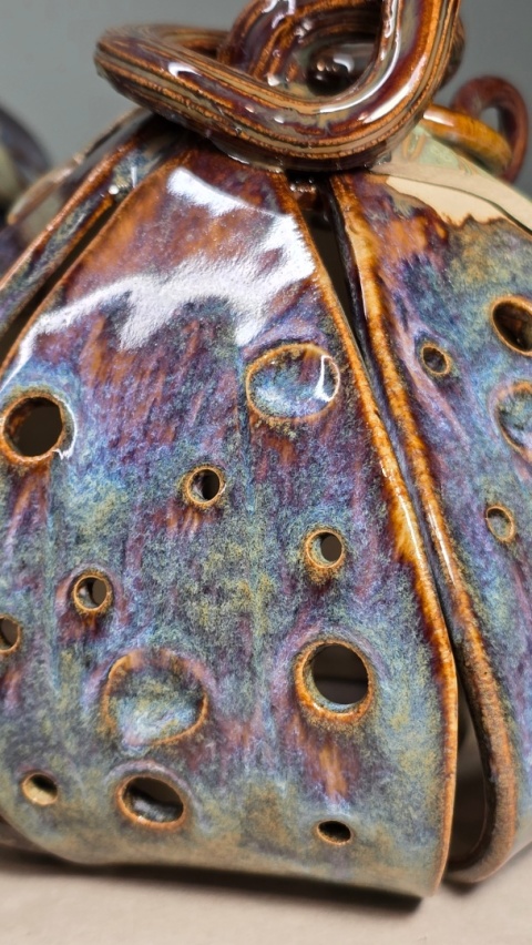 Ceramiczna dynia lampion, dekoracja jesienna
